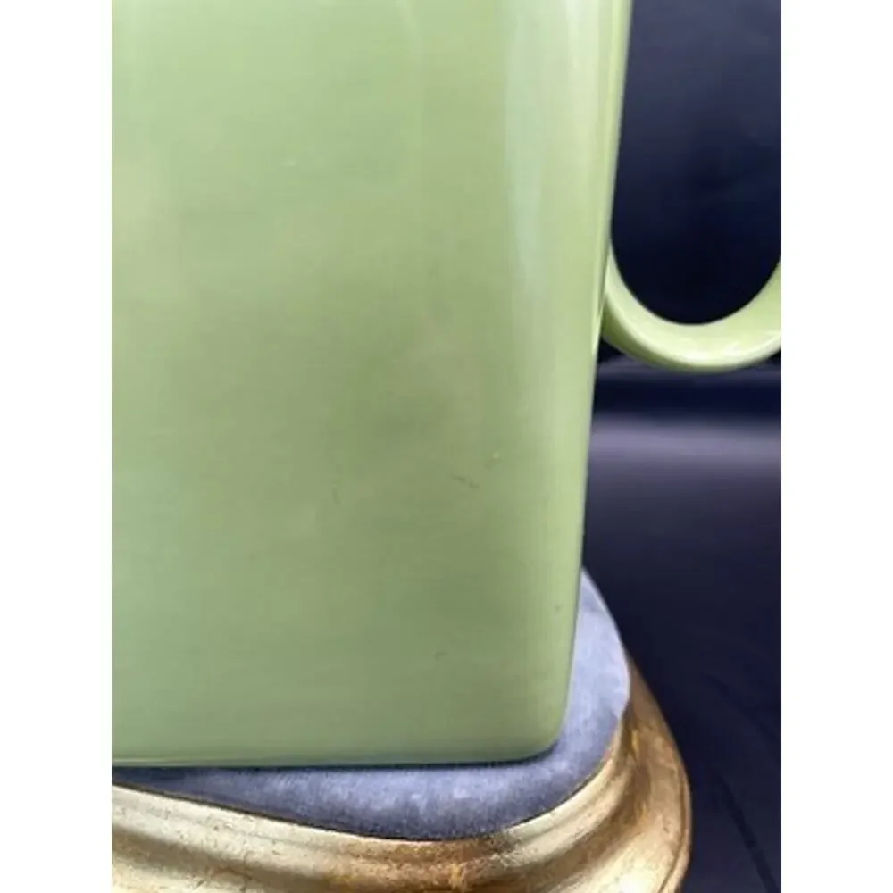 Mid-Century Modern Franciscan Green Pitcher Glossy Ceramic Square Made In CA